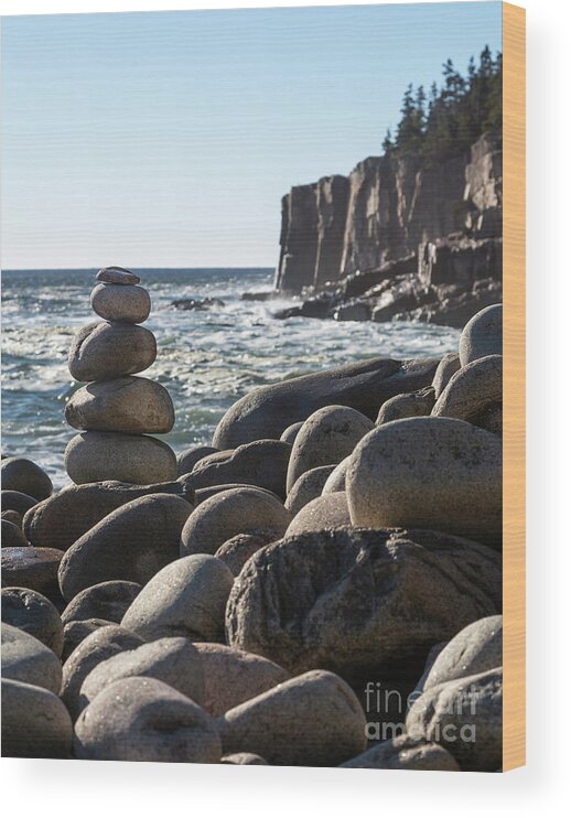 Acadia Wood Print featuring the photograph Acadia Rocks by Karin Pinkham