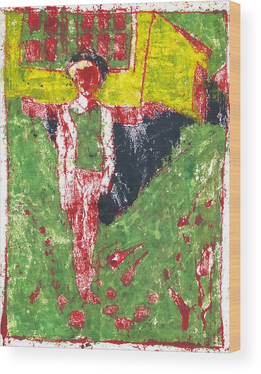 Painting Wood Print featuring the painting After Billy Childish Painting OTD 37 by Edgeworth Johnstone
