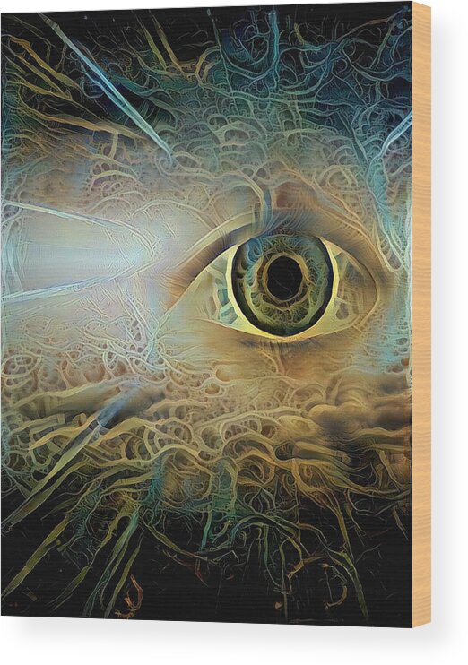 Matter Wood Print featuring the digital art All seeing eye by Bruce Rolff