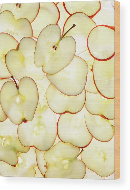 Large Group Of Objects Wood Print featuring the photograph Apple Slices by Lauren Burke