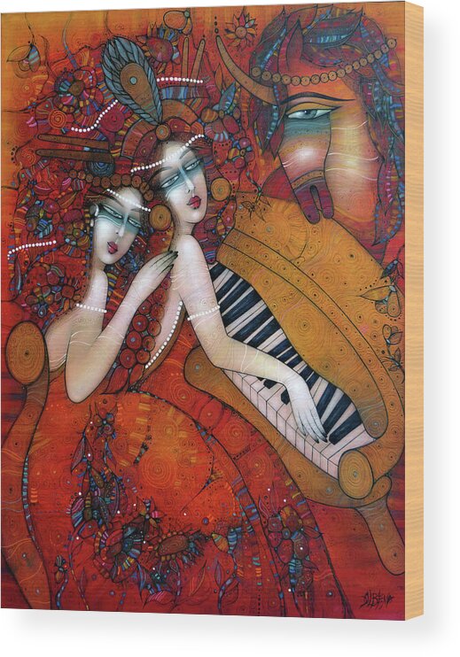 Albena Wood Print featuring the painting At the opera by Albena Vatcheva