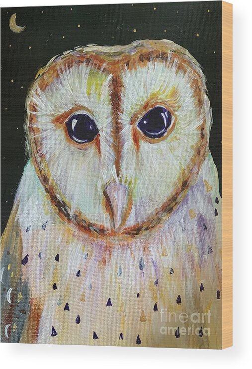 Owl Wood Print featuring the painting Atlas by Kim Heil