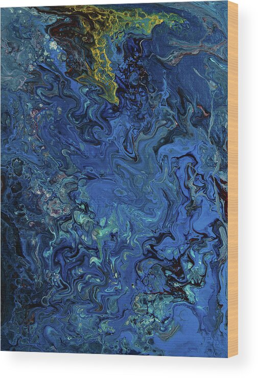 Fluid Wood Print featuring the painting Azure by Jennifer Walsh