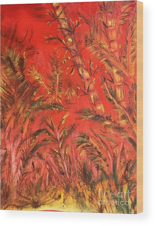 Bamboo Forest Wood Print featuring the painting Bamboo Forest by Michael Silbaugh