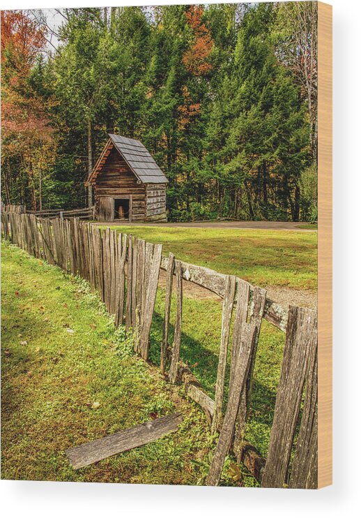 Cades Cove Wood Print featuring the photograph Becky Cable's Crooked Fence by Marcy Wielfaert