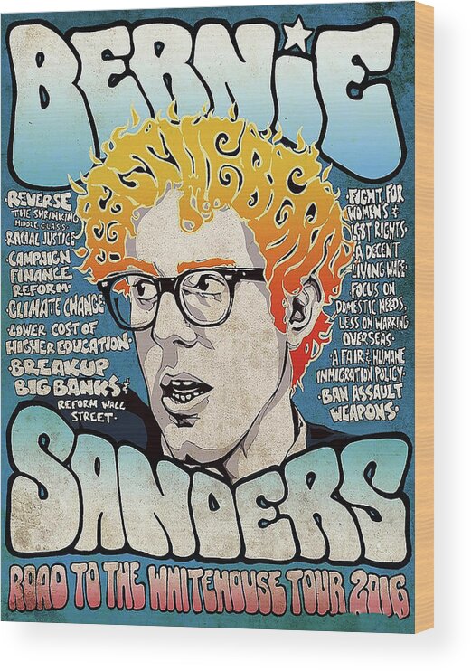 Bernie Wood Print featuring the digital art Bernie Sanders by Bridgitte Jodie