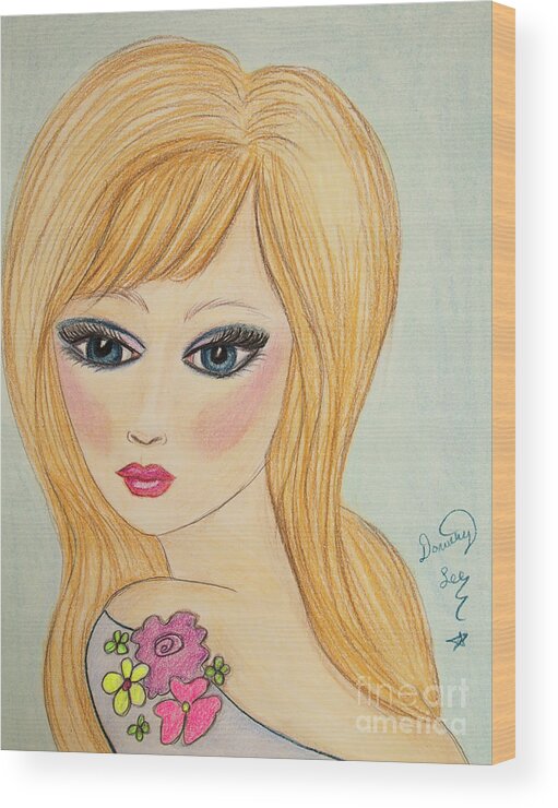 Fine Art Wood Print featuring the mixed media Big Eyes 3 by Dorothy Lee