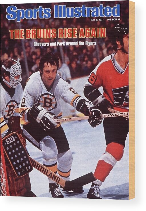 Playoffs Wood Print featuring the photograph Boston Bruins Brad Park, 1977 Nhl Semifinals Sports Illustrated Cover by Sports Illustrated