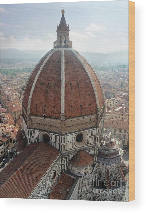 Filippo Brunelleschi Wood Print featuring the photograph Brunelleschi's Dome on the Cathedral of Santa Maria del Fiore in by Adam Long