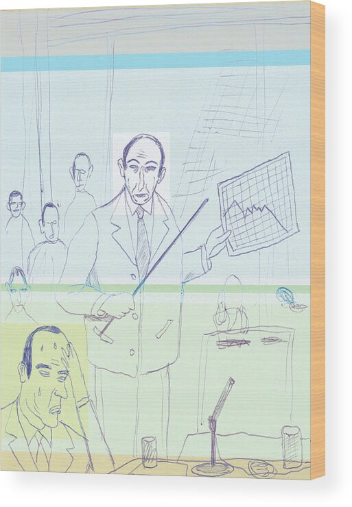 Adult Wood Print featuring the drawing Businessman Giving a Presentation by CSA Images