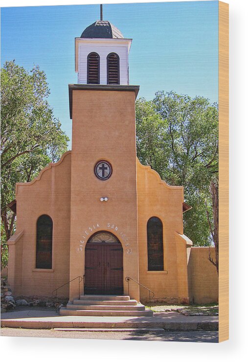 Cerrillos Wood Print featuring the photograph Church in Cerrillos, NM by Segura Shaw Photography