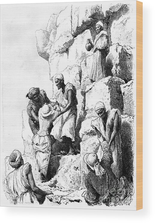 Engraving Wood Print featuring the drawing Climbing Of The Pyramid, Egypt, 1880 by Print Collector