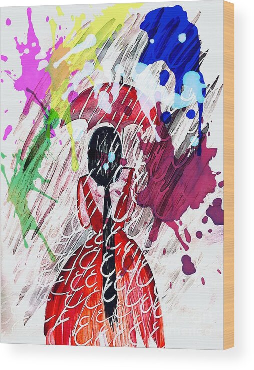 Bright Color Wood Print featuring the drawing Color Rain by Saliha Khanum