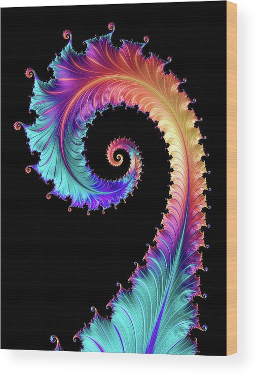 Dragon Tail Wood Print featuring the digital art Colorful Fractal Dragon Tail by Matthias Hauser