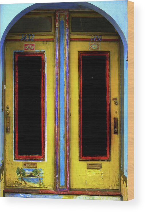 Colourful Doors In San Francisco Wood Print featuring the photograph Colourful Doors In San Francisco by Clive Branson