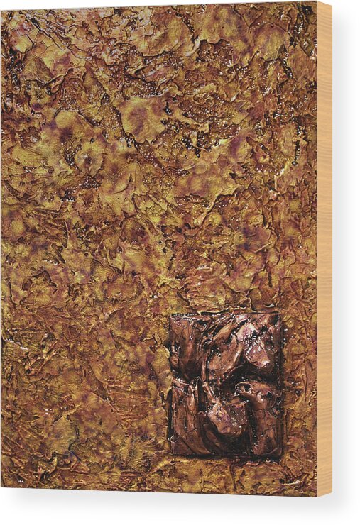Gold Wood Print featuring the mixed media Copper and Gold #2 by Christopher Schranck