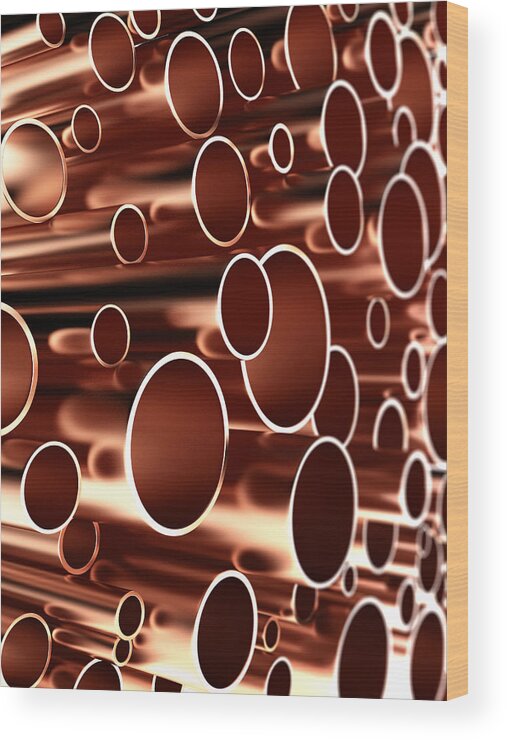 Natural Gas Wood Print featuring the photograph Copper Pipes by Adventtr