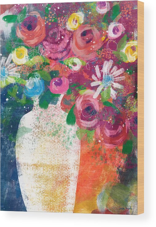 Floral Wood Print featuring the mixed media Delightful Bouquet 2- Art by Linda Woods by Linda Woods