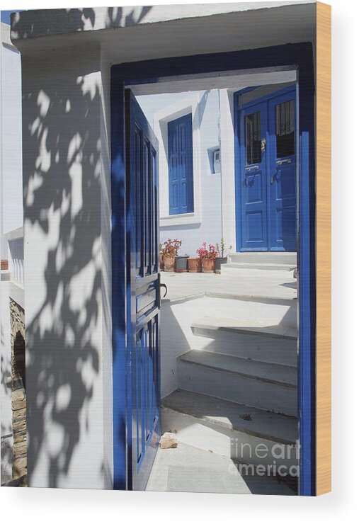 Tinos Wood Print featuring the photograph Doorways to the Greek Islands by L Bosco