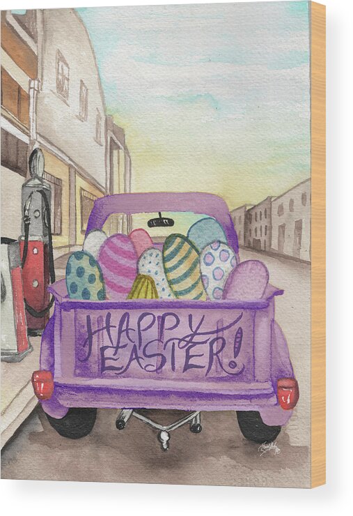 Truck Wood Print featuring the mixed media Easter Truck II by Elizabeth Medley