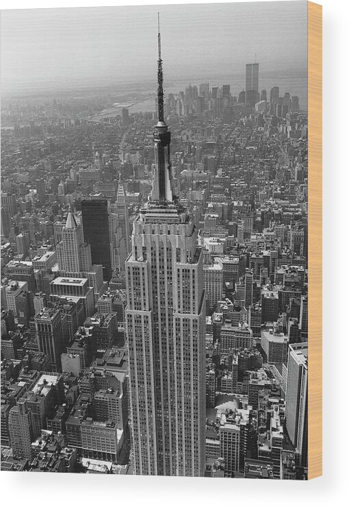 Aerial View Of Empire State Building Wood Print featuring the photograph Empire State Building by Chris Bliss