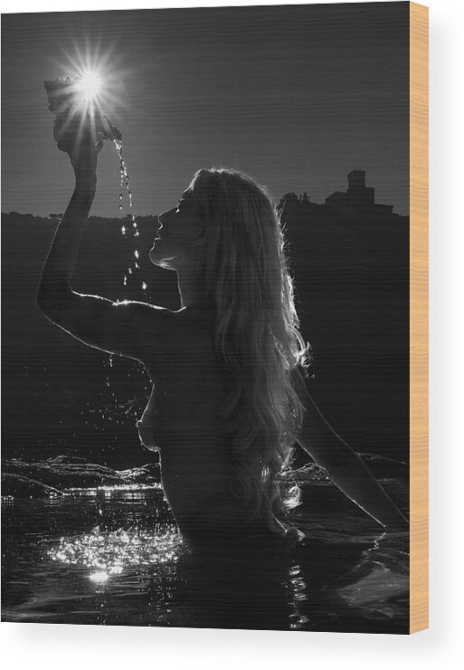Shadow Wood Print featuring the photograph Enchanting Mermaid (part 1) by Paolo Lazzarotti