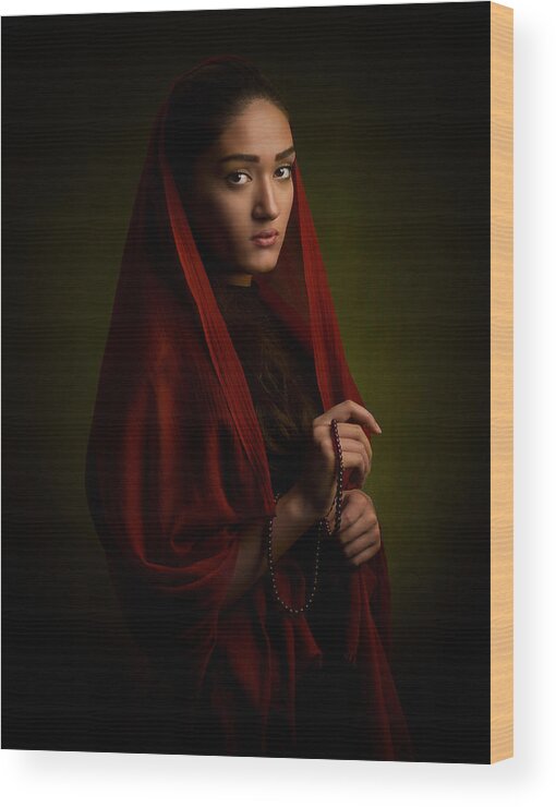 Robe Wood Print featuring the photograph Farzaneh by Mehdi Mokhtari