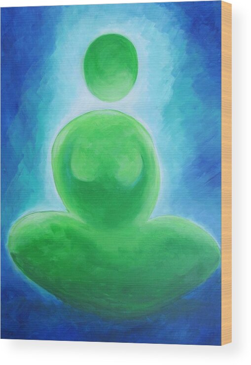 Figurative Abstract Wood Print featuring the painting Feeling... Zen by Jennifer Hannigan-Green