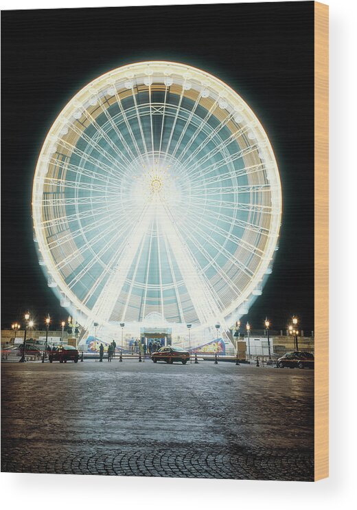 Built Structure Wood Print featuring the photograph Ferris Wheel, Paris, France by Dutchy