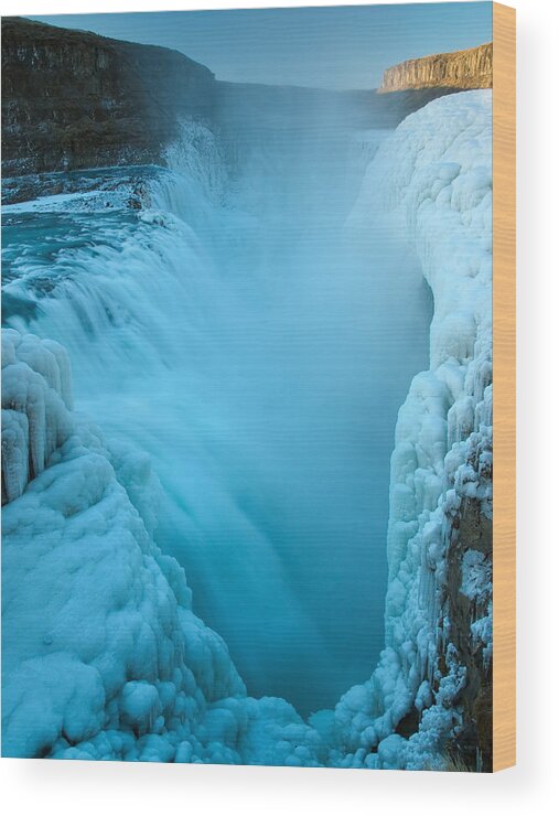 Scenics Wood Print featuring the photograph Frozen Gullfoss by Adrian Metzelaar