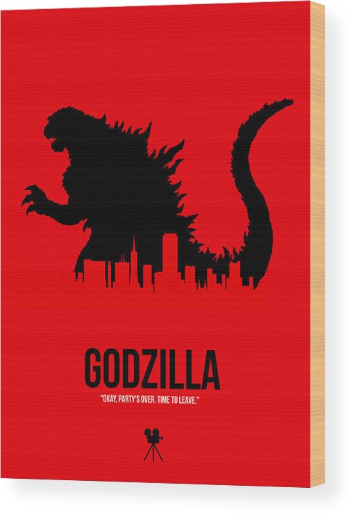 Godzilla Wood Print featuring the digital art Godzilla by Naxart Studio