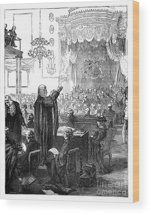 Engraving Wood Print featuring the drawing Henry Broughams Speech For The Defence by Print Collector