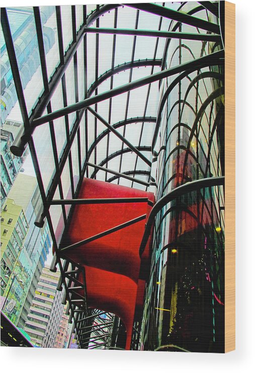 Architecture Wood Print featuring the photograph Hong Kong Abstract 2 by Rochelle Berman
