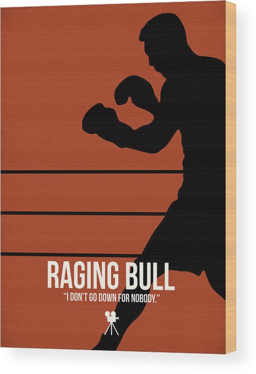 Raging Bull Wood Print featuring the digital art I Don't Go Down For Nobody by Naxart Studio