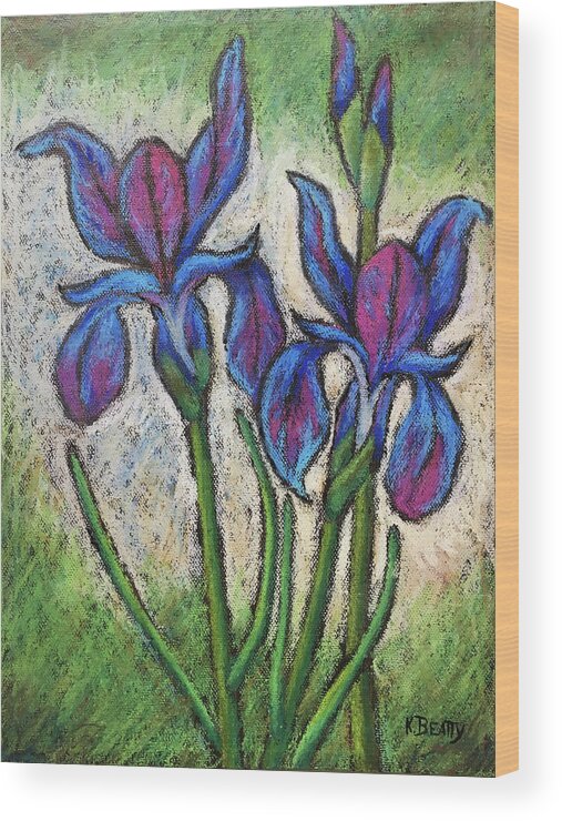 Iris Wood Print featuring the painting Irises in Bloom by Karla Beatty