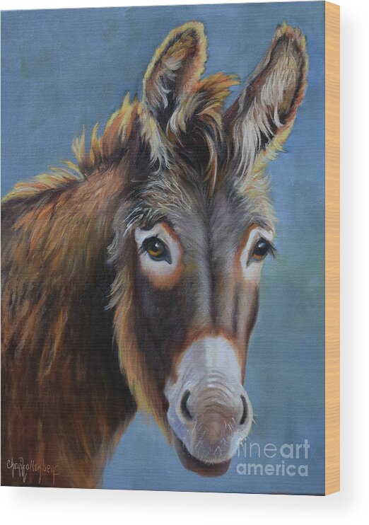 Donkey Painting Wood Print featuring the painting Jack The Donkey by Cheri Wollenberg