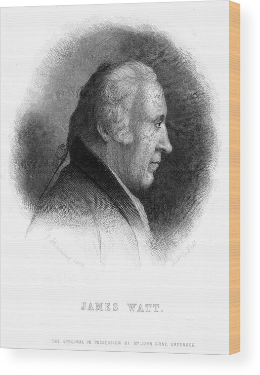 Event Wood Print featuring the drawing James Watt, Scottish Engineer, 19th by Print Collector
