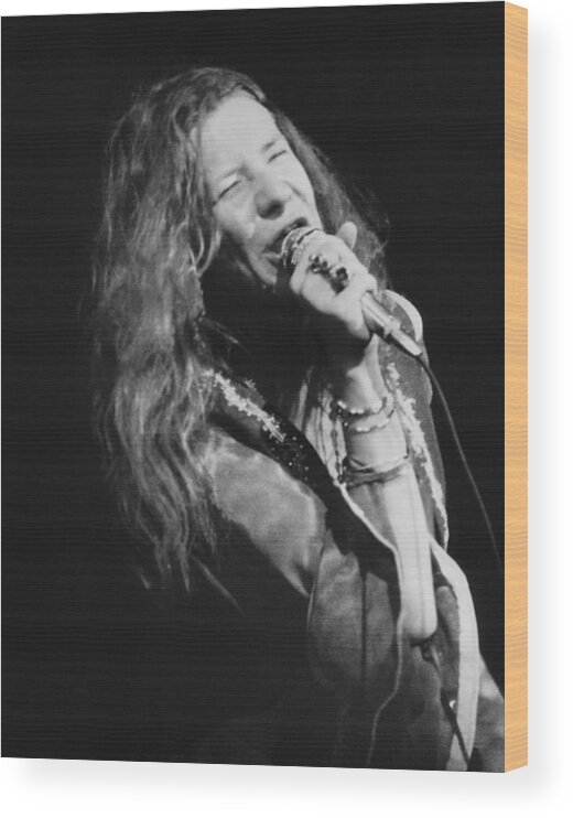 Janis Joplin Wood Print featuring the photograph Janis Joplin: Queen Of Psychedelic Rock by Globe Photos