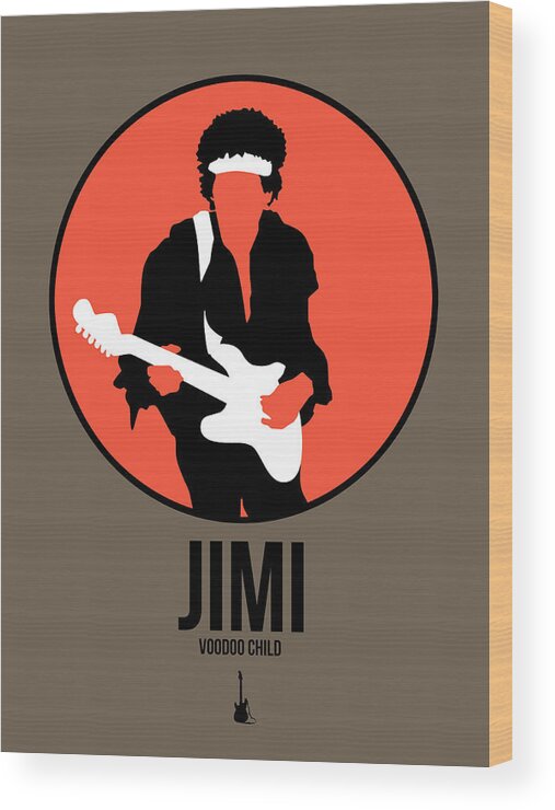 Jimi Hendrix Wood Print featuring the digital art Jimi Hendrix by Naxart Studio