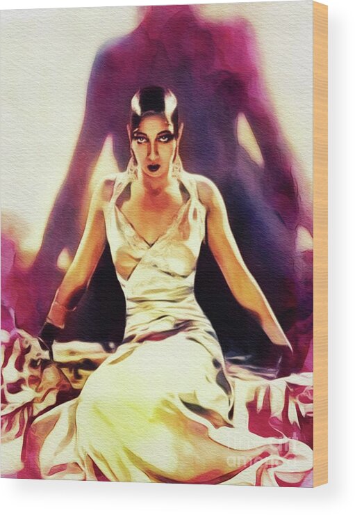 Josephine Wood Print featuring the painting Josephine Baker, Vintage Entertainer, Activist and Resistance Agent by Esoterica Art Agency