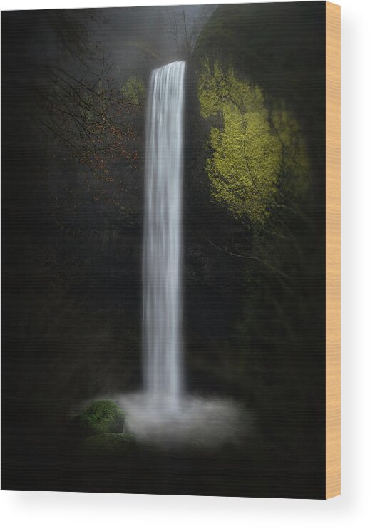 Latourellfalls Wood Print featuring the photograph Latourell Falls by Shenshen Dou