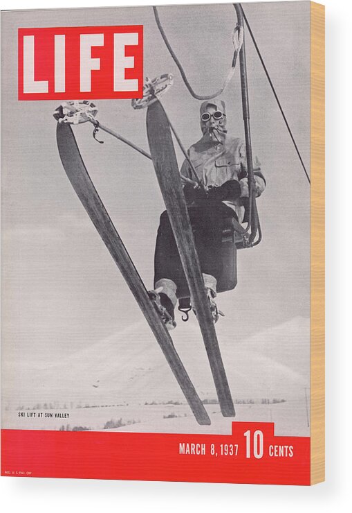 Ski Lift Wood Print featuring the photograph LIFE Cover: March 8, 1937 by Alfred Eisenstaedt