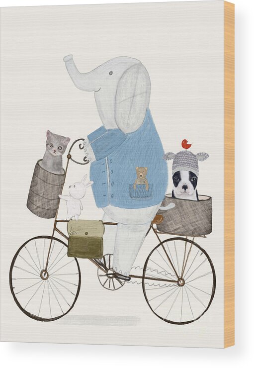 Children's Wood Print featuring the painting Little Pets by Bri Buckley
