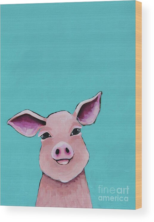 Pig Wood Print featuring the painting Little Pig by Lucia Stewart