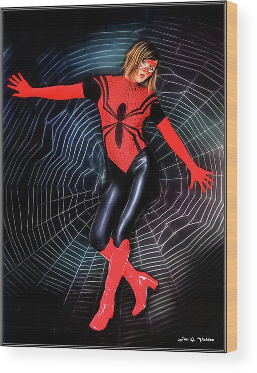 Spider Wood Print featuring the photograph Lost In The Web by Jon Volden