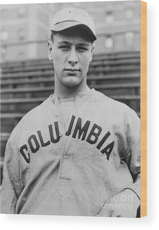 Young Men Wood Print featuring the photograph Lou Gehrig In Coumbia Uniform by Bettmann