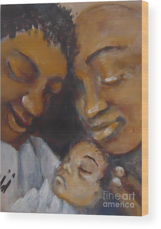 African-american Wood Print featuring the painting Love by Saundra Johnson
