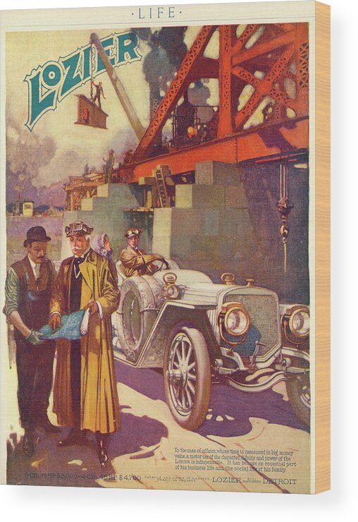 Automobile Wood Print featuring the mixed media Lozier Advertisement by Unknown