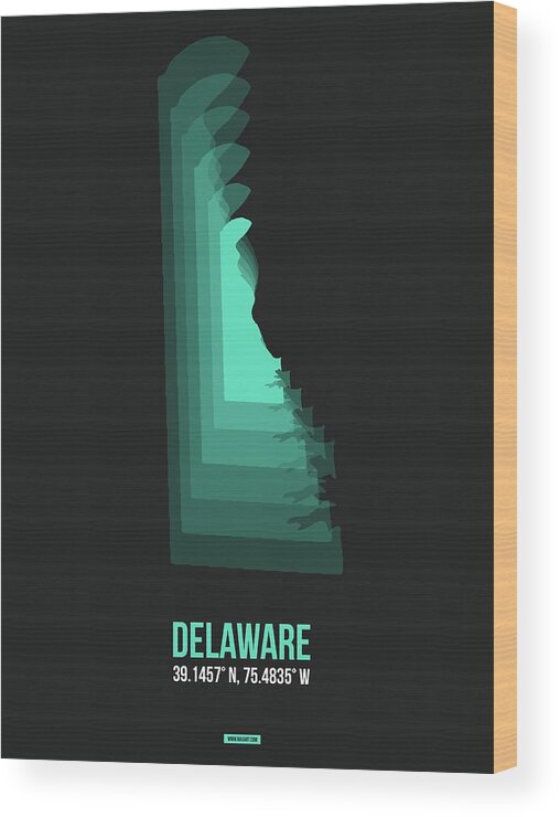 Delaware Wood Print featuring the digital art Map of Delaware 1 by Naxart Studio