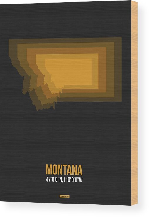 Montana Map Wood Print featuring the digital art Map of Montana 3 by Naxart Studio